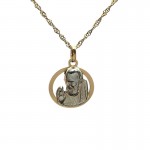 COLLANA CIONDOLO SAN PIO IN ORO GIALLO E BIANCO 18 KT