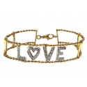 BRACCIALE IN ORO GIALLO BIANCO 18 KT LOVE CON BRILLANTINI