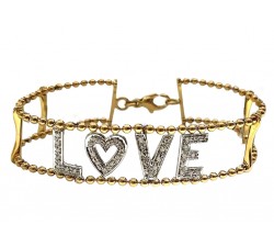 BRACCIALE IN ORO GIALLO E BIANCO 18 KT LOVE CON DIAMANTI