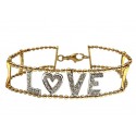 BRACCIALE IN ORO GIALLO BIANCO 18 KT LOVE CON BRILLANTINI