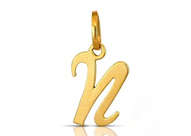 CIONDOLO LETTERA M CORSIVO IN ORO GIALLO 18 KT + COLLANA LACCIO IN OMAGGIO