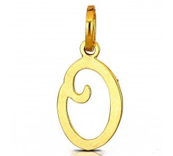 CIONDOLO LETTERA O CORSIVO IN ORO GIALLO 18 KT + COLLANA LACCIO IN OMAGGIO
