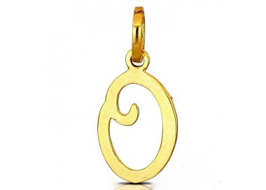 CIONDOLO LETTERA O CORSIVO IN ORO GIALLO 18 KT + COLLANA LACCIO IN OMAGGIO