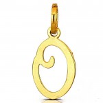CIONDOLO LETTERA O CORSIVO IN ORO GIALLO 18 KT + COLLANA LACCIO IN OMAGGIO