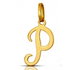 CIONDOLO LETTERA P CORSIVO IN ORO GIALLO 18 KT + COLLANA LACCIO IN OMAGGIO
