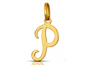 CIONDOLO LETTERA P CORSIVO IN ORO GIALLO 18 KT + COLLANA LACCIO IN OMAGGIO