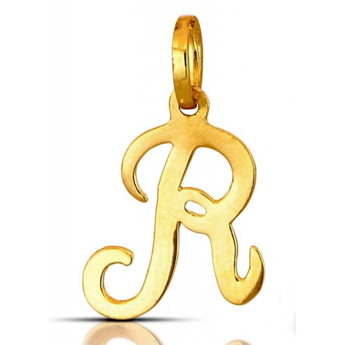 CIONDOLO LETTERA R CORSIVO IN ORO GIALLO 18 KT + COLLANA LACCIO IN OMAGGIO