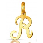 CIONDOLO LETTERA R CORSIVO IN ORO GIALLO 18 KT + COLLANA LACCIO IN OMAGGIO