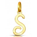 CIONDOLO LETTERA S CORSIVO IN ORO GIALLO 18 KT + COLLANA LACCIO IN OMAGGIO