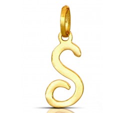 CIONDOLO LETTERA S CORSIVO IN ORO GIALLO 18 KT + COLLANA LACCIO IN OMAGGIO