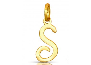 CIONDOLO LETTERA S CORSIVO IN ORO GIALLO 18 KT + COLLANA LACCIO IN OMAGGIO
