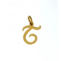 CIONDOLO LETTERA T CORSIVO IN ORO GIALLO 18 KT + COLLANA LACCIO IN OMAGGIO