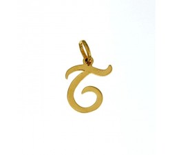 CIONDOLO LETTERA T CORSIVO IN ORO GIALLO 18 KT + COLLANA LACCIO IN OMAGGIO