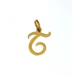 CIONDOLO LETTERA T CORSIVO IN ORO GIALLO 18 KT + COLLANA LACCIO IN OMAGGIO