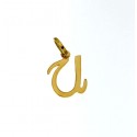 CIONDOLO LETTERA U CORSIVO IN ORO GIALLO 18 KT + COLLANA LACCIO IN OMAGGIO