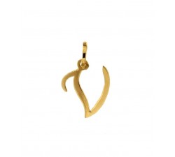 CIONDOLO LETTERA V CORSIVO IN ORO GIALLO 18 KT + COLLANA LACCIO IN OMAGGIO
