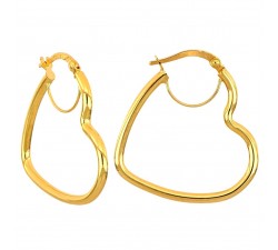 ORECCHINI CERCHI CUORE IN ORO GIALLO 18 KT