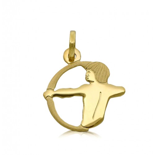 CIONDOLO ZODIACALE SAGITTARIO IN ORO GIALLO 18 KT + COLLANA LACCIO IN OMAGGIO