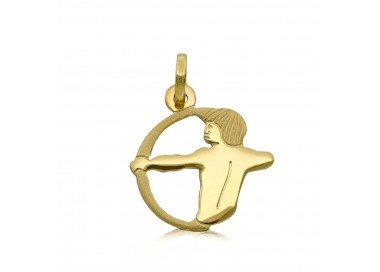 CIONDOLO ZODIACALE SAGITTARIO IN ORO GIALLO 18 KT + COLLANA LACCIO IN OMAGGIO