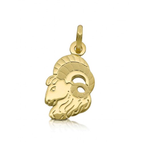CIONDOLO ZODIACALE ARIETE IN ORO GIALLO 18 KT + COLLANA LACCIO IN OMAGGIO