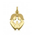 CIONDOLO ZODIACALE GEMELLI IN ORO GIALLO 18 KT + COLLANA LACCIO IN OMAGGIO