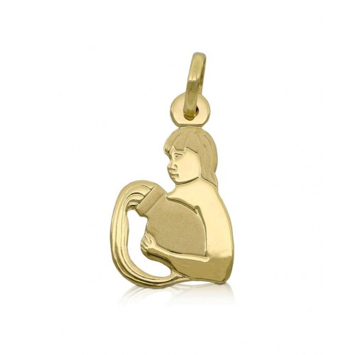 CIONDOLO SEGNO ZODIACALE LEONE IN ORO GIALLO 18 KT + COLLANA LACCIO IN OMAGGIO