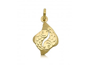 CIONDOLO ZODIACALE PESCI IN ORO GIALLO 18 KT + COLLANA LACCIO IN OMAGGIO