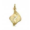 CIONDOLO ZODIACALE PESCI IN ORO GIALLO 18 KT + COLLANA LACCIO IN OMAGGIO