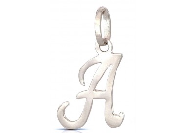 CIONDOLO LETTERA A CORSIVO IN ORO BIANCO 18 KT + COLLANA LACCIO IN OMAGGIO