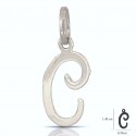 CIONDOLO LETTERA C CORSIVO IN ORO BIANCO 18 KT + COLLANA LACCIO IN OMAGGIO