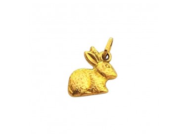 CIONDOLO CONIGLIETTO CONIGLIO IN ORO GIALLO 18 KT +COLLANA LACCIO IN OMAGGIO