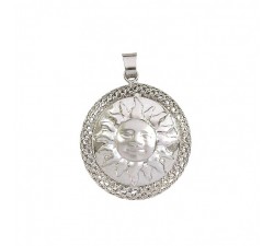 CIONDOLO SOLE IN ORO BIANCO 18 KT + COLLANA LACCIO OMAGGIO