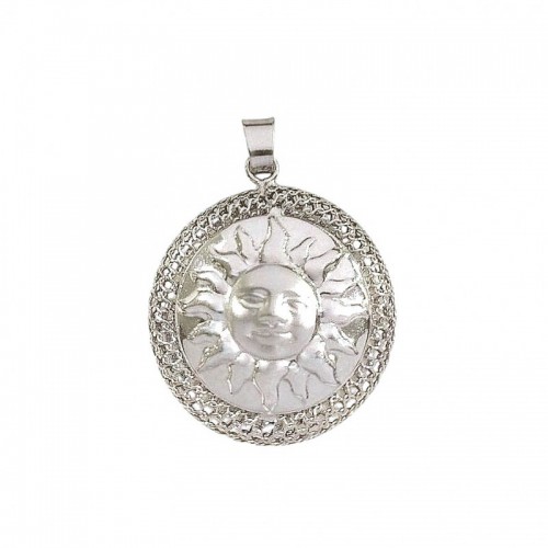 CIONDOLO SOLE IN ORO BIANCO 18 KT + COLLANA LACCIO OMAGGIO