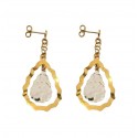 ORECCHINI PENDENTI IN ORO GIALLO E BIANCO 18KT