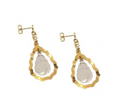 ORECCHINI PENDENTI IN ORO GIALLO E BIANCO 18KT