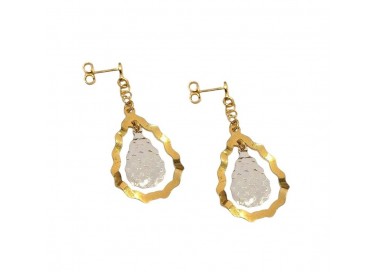 ORECCHINI PENDENTI IN ORO GIALLO E BIANCO 18KT