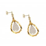 ORECCHINI PENDENTI IN ORO GIALLO E BIANCO 18KT