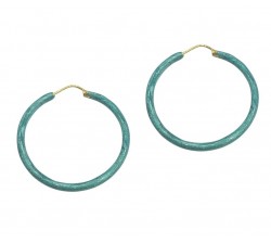 ORECCHINI CERCHI IN ORO GIALLO 18 KT SMALTORO CELESTE