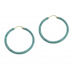 ORECCHINI CERCHI IN ORO GIALLO 18 KT SMALTORO CELESTE