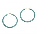 ORECCHINI CERCHI IN ORO GIALLO 18 KT SMALTORO CELESTE