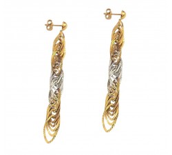ORECCHINI PENDENTI IN ORO GIALLO E BIANCO 18 KT