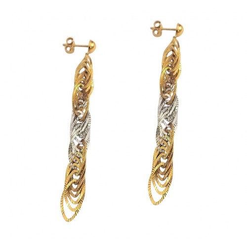ORECCHINI PENDENTI IN ORO GIALLO E BIANCO 18 KT