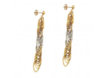 ORECCHINI PENDENTI IN ORO GIALLO E BIANCO 18 KT