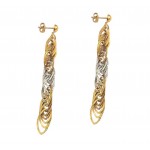 ORECCHINI PENDENTI IN ORO GIALLO E BIANCO 18 KT