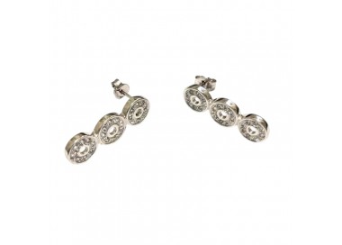 ORECCHINI IN ORO BIANCO 18 KT CON ZIRCONI BIANCHI TAGLIO BRILLANTE