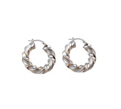 ORECCHINI CERCHI IN ORO BIANCO 18KT MODELLO TORCHON