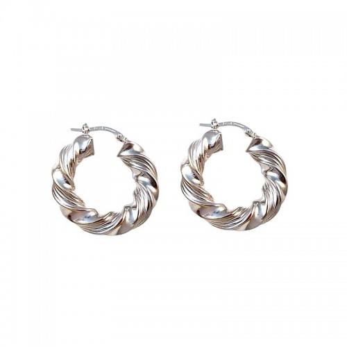 ORECCHINI CERCHI IN ORO BIANCO 18KT MODELLO TORCHON