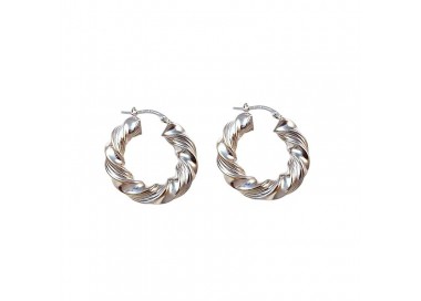 ORECCHINI CERCHI IN ORO BIANCO 18KT MODELLO TORCHON