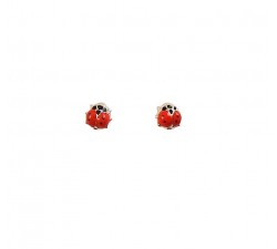 COCCINELLE BOUCLES D'OREILLES EN OR BLANC