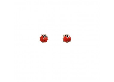 COCCINELLE BOUCLES D'OREILLES EN OR BLANC